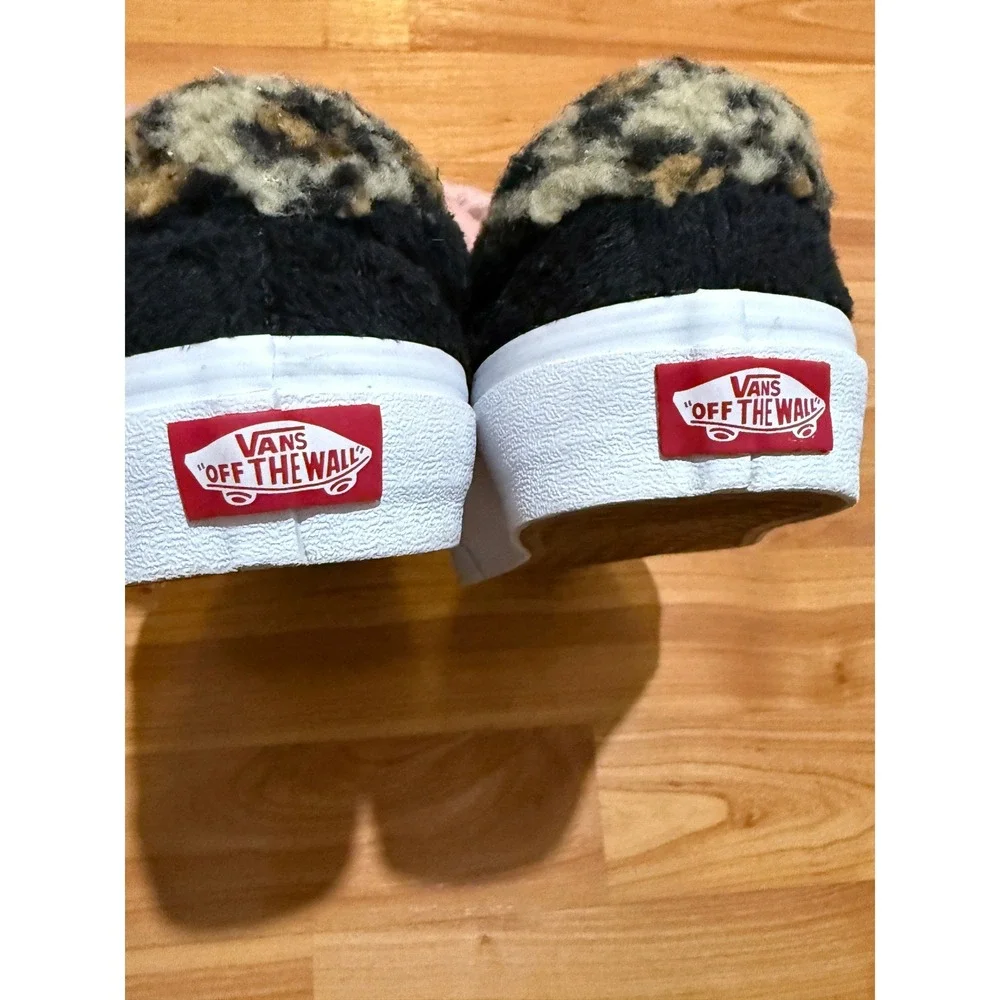 Vans Slip-On Leopard Cheetah Faux Fur Sneakers Womens 7.5‎ Mens 6 Sanitized